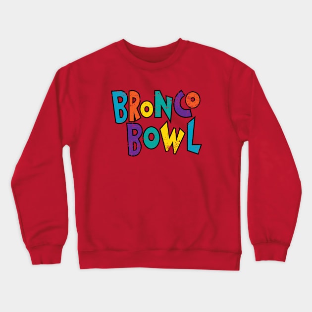 Bronco Bowl Dallas Texas Distressed Crewneck Sweatshirt by Fresh Fly Threads